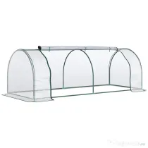 Outsunny Sera de gradina, cadru din otel, PVC, Verde si transparent 250x100x80cm | Aosom Romania