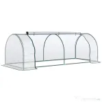 Outsunny Sera de gradina cu cadru din otel si invelis din PVC, 250x100x80cm, Verde si transparent