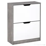 HOMCOM Dulap Pantofi cu 2 Uși, pentru 8 Perechi, Polițe Reglabile, Economisire Spațiu, Gri/Alb, 62,5x24x81 cm | Aosom Romania 