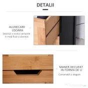 Kleankin Dulap Baie Multifuncțional 2 Sertare 3 Compartimente Lemn MDF Bambus 30x30x144.3cm Culoare Lemn | Aosom Romania