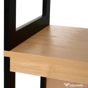 Kleankin Dulap Baie Multifuncțional 2 Sertare 3 Compartimente Lemn MDF Bambus 30x30x144.3cm Culoare Lemn | Aosom Romania
