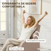 HOMCOM Fotoliu Reclinabil 160° cu Suport pentru Picioare, din Piele PU, Lemn și Oțel, 65x89x100 cm, Maro Deschis | Aosom Romania 
