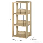 Biblioteca din lemn cu 3 rafturi, 40x29.2x87.9cm HOMCOM | Aosom RO
