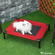 PawHut Saltea estivala pliabila pentru caini pana la 18kg de exterior si interior pat pentru animale 76x61x18cm rosu 