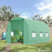 Outsunny Seră cu Acoperiș Rotunjit din PE, 4,5x2x2 m, Verde 