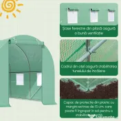 Outsunny Seră cu Acoperiș Rotunjit din PE, 4,5x2x2 m, Verde 