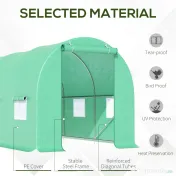 Outsunny Seră cu Acoperiș Rotunjit din PE, 4,5x2x2 m, Verde 