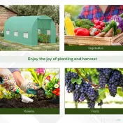 Outsunny Seră cu Acoperiș Rotunjit din PE, 4,5x2x2 m, Verde 