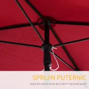 Outsunny Umbrela de Gradina Dreptunghiulara Reglabila in aluminiu, Rosu