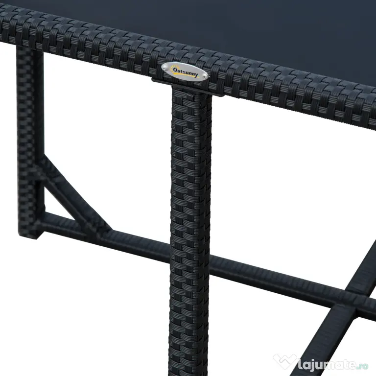 Outsunny Set Mobilier de Grădină cu Masă de Prânz, 4 Scaune și Perne, 109x109x72 cm, Negru | Aosom Romania