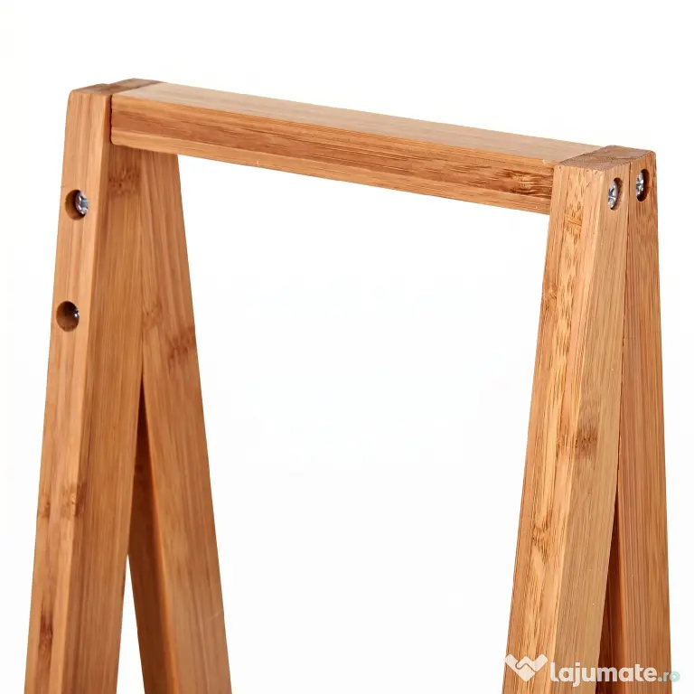 Kleankin Raft Baie cu 3 Rafturi din MDF și Bambus, Dulap Baie, 30x18x81 cm, Lemn | Aosom Romania