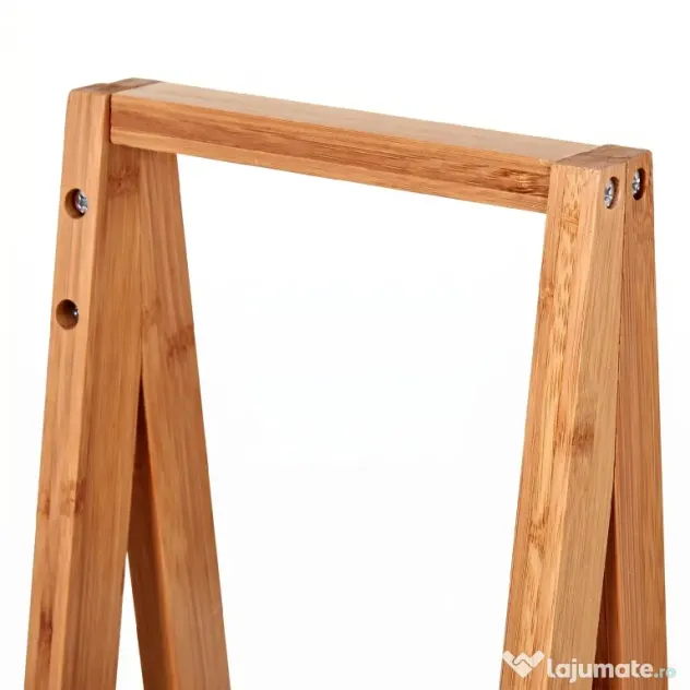 Kleankin Raft Baie cu 3 Rafturi din MDF și Bambus, Dulap Baie, 30x18x81 cm, Lemn | Aosom Romania