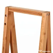 Kleankin Raft de baie cu 3 polițe din MDF și bambus, 30x18x81cm, culoare lemn și gri 