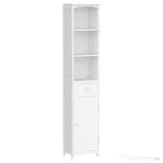 HOMCOM Dulap Înalt de Baie  cu 3 Rafturi din MDF, 34x24x170 cm, Alb