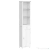 HOMCOM Dulap Înalt de Baie  cu 3 Rafturi din MDF, 34x24x170 cm, Alb 
