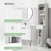 HOMCOM Dulap Înalt de Baie  cu 3 Rafturi din MDF, 34x24x170 cm, Alb 