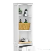 HOMCOM Dulap Înalt de Baie  cu 3 Rafturi din MDF, 34x24x170 cm, Alb 