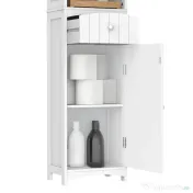 HOMCOM Dulap Înalt de Baie  cu 3 Rafturi din MDF, 34x24x170 cm, Alb 
