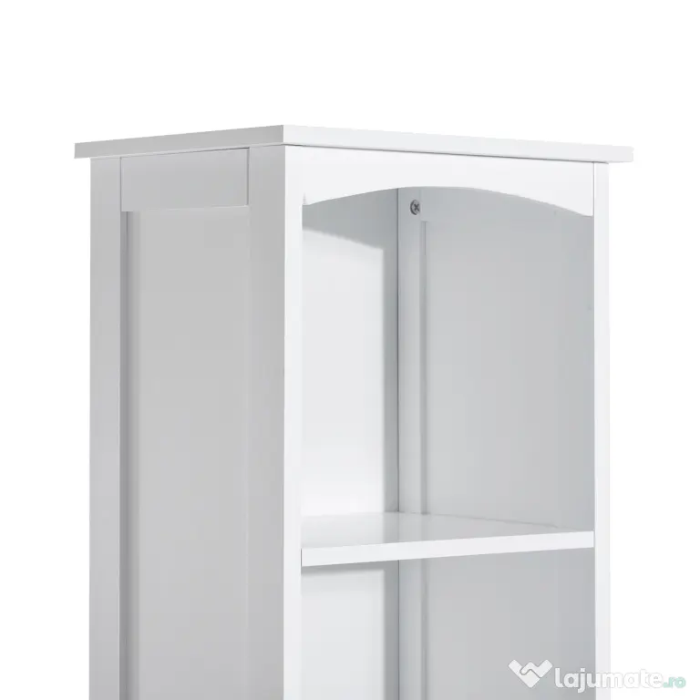 HOMCOM Dulap Înalt de Baie cu 3 Rafturi din MDF, 34x24x170 cm, Alb