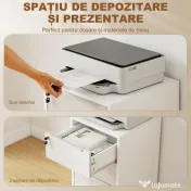 HOMCOM Schedario per Ufficio a 3 Cassetti con Chiavi di Sicurezza e 4 Ruote, in Legno, 40x40x63.5 cm, Bianco e Grigio