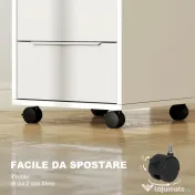 HOMCOM Schedario per Ufficio a 3 Cassetti con Chiavi di Sicurezza e 4 Ruote, in Legno, 40x40x63.5 cm, Bianco e Grigio