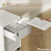 HOMCOM Schedario per Ufficio a 3 Cassetti con Chiavi di Sicurezza e 4 Ruote, in Legno, 40x40x63.5 cm, Bianco e Grigio
