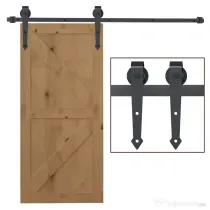 HOMCOM Kit Șină pentru Ușă Culisantă Simplă, Stil Rustic, din Oțel Carbon, Maro
