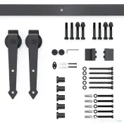 HOMCOM Kit Șină pentru Ușă Culisantă Simplă, Stil Rustic, din Oțel Carbon, Maro 