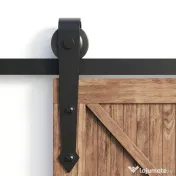 HOMCOM Kit Șină pentru Ușă Culisantă Simplă, Stil Rustic, din Oțel Carbon, Maro 