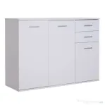 HOMCOM Dulapior cu 3 Usi si 2 Sertare in Lemn Granulat, Alb, 106x35x76cm