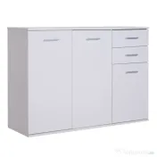 HOMCOM Dulapior cu 3 Usi si 2 Sertare in Lemn Granulat, Alb, 106x35x76cm 