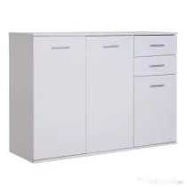 HOMCOM Dulapior cu 3 Usi si 2 Sertare in Lemn Granulat, Alb, 106x35x76cm