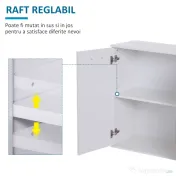 HOMCOM Dulapior cu 3 Usi si 2 Sertare in Lemn Granulat, Alb, 106x35x76cm 