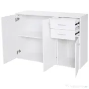 HOMCOM Dulapior cu 3 Usi si 2 Sertare in Lemn Granulat, Alb, 106x35x76cm 