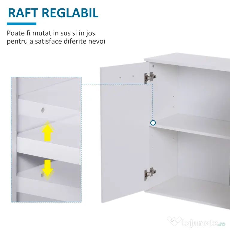 HOMCOM Dulapior Multifuncțional cu 3 Uși și 2 Sertare, Design Modern, Lemn Granulat, Alb, 106x35x76cm | Aosom Romania