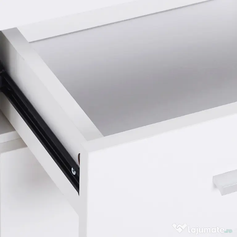 HOMCOM Dulapior Multifuncțional cu 3 Uși și 2 Sertare, Design Modern, Lemn Granulat, Alb, 106x35x76cm | Aosom Romania