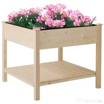Outsunny Gradina Flori Acoperis Urban din Lemn cu Husa din Tesatura, 91x91x81cm