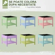 Outsunny Pat de Gradină pentru Flori, Ridicat, cu Husă de Protecție, 91x91x81 cm, Design din Lemn Natural | Aosom Romania