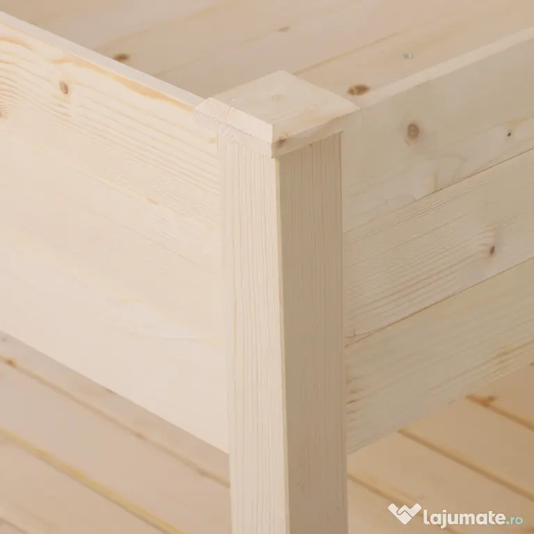 Outsunny Pat de Gradină pentru Flori, Ridicat, cu Husă de Protecție, 91x91x81 cm, Design din Lemn Natural | Aosom Romania