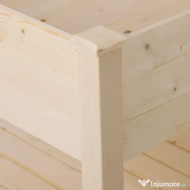 Outsunny Pat de Gradină pentru Flori, Ridicat, cu Husă de Protecție, 91x91x81 cm, Design din Lemn Natural | Aosom Romania