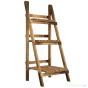 Outsunny Suport pentru Plante Pliabil, Jardinieră cu 3 Niveluri, Raft de Exterior pentru Plante, 40x37x93 cm, Lemn Natural | Aosom Romania 