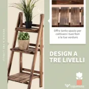 Outsunny Suport pentru Plante Pliabil, Jardinieră cu 3 Niveluri, Raft de Exterior pentru Plante, 40x37x93 cm, Lemn Natural | Aosom Romania 