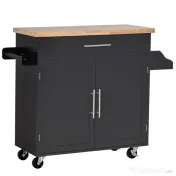 HOMCOM Cărucior Bucătărie cu Sertar și Dulapior, 4 Roți Ușor de Manevrat, Spațiu Depozitare, Design Modern | Aosom Romania 