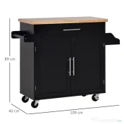 HOMCOM Cărucior Bucătărie cu Sertar și Dulapior, 4 Roți Ușor de Manevrat, Spațiu Depozitare, Design Modern | Aosom Romania 