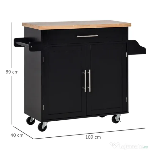 HOMCOM Cărucior Bucătărie cu Sertar și Dulapior, 4 Roți Ușor de Manevrat, Spațiu Depozitare, Design Modern | Aosom Romania