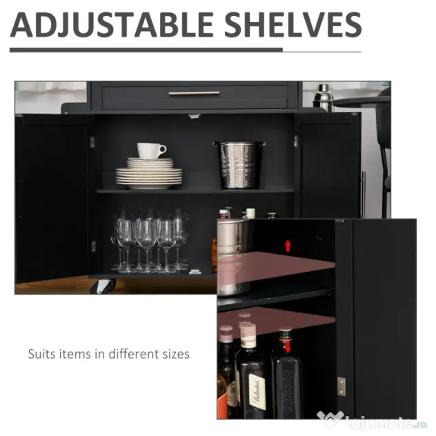HOMCOM Cărucior Bucătărie cu Sertar și Dulapior, 4 Roți Ușor de Manevrat, Spațiu Depozitare, Design Modern | Aosom Romania