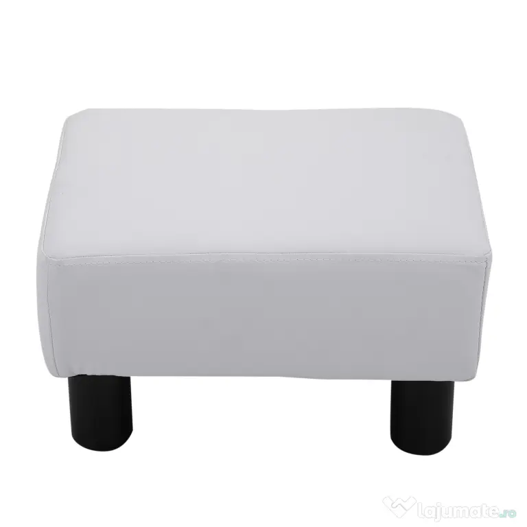 HOMCOM Taburet Dreptunghiular, Îmbrăcat în Piele Artificială, Alb, Design Modern | Aosom Romania