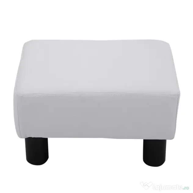 HOMCOM Taburet Dreptunghiular, Îmbrăcat în Piele Artificială, Alb, Design Modern | Aosom Romania