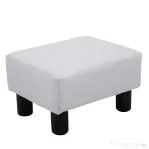 Taburet dreptunghiular HOMCOM captusit si imbracat in piele artificiala alba
