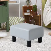 Taburet dreptunghiular HOMCOM captusit si imbracat in piele artificiala alba 